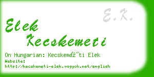 elek kecskemeti business card